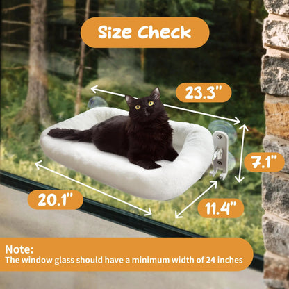 Folding Window Cat Hammock - Cordless, Machine Washable Bed with Sturdy Metal Frame and Strong Suction Cups for Cats and Small Dogs