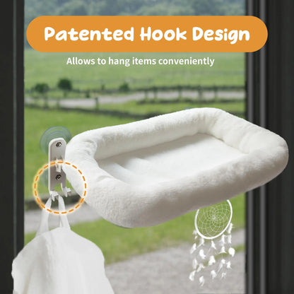 Folding Window Cat Hammock - Cordless, Machine Washable Bed with Sturdy Metal Frame and Strong Suction Cups for Cats and Small Dogs