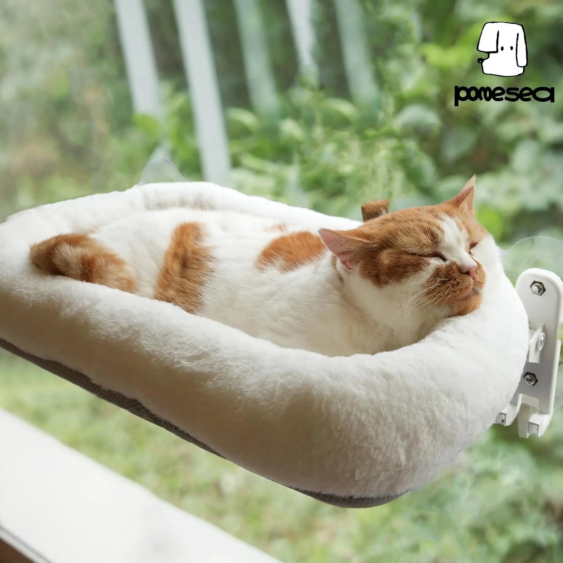 Folding Window Cat Hammock - Cordless, Machine Washable Bed with Sturdy Metal Frame and Strong Suction Cups for Cats and Small Dogs