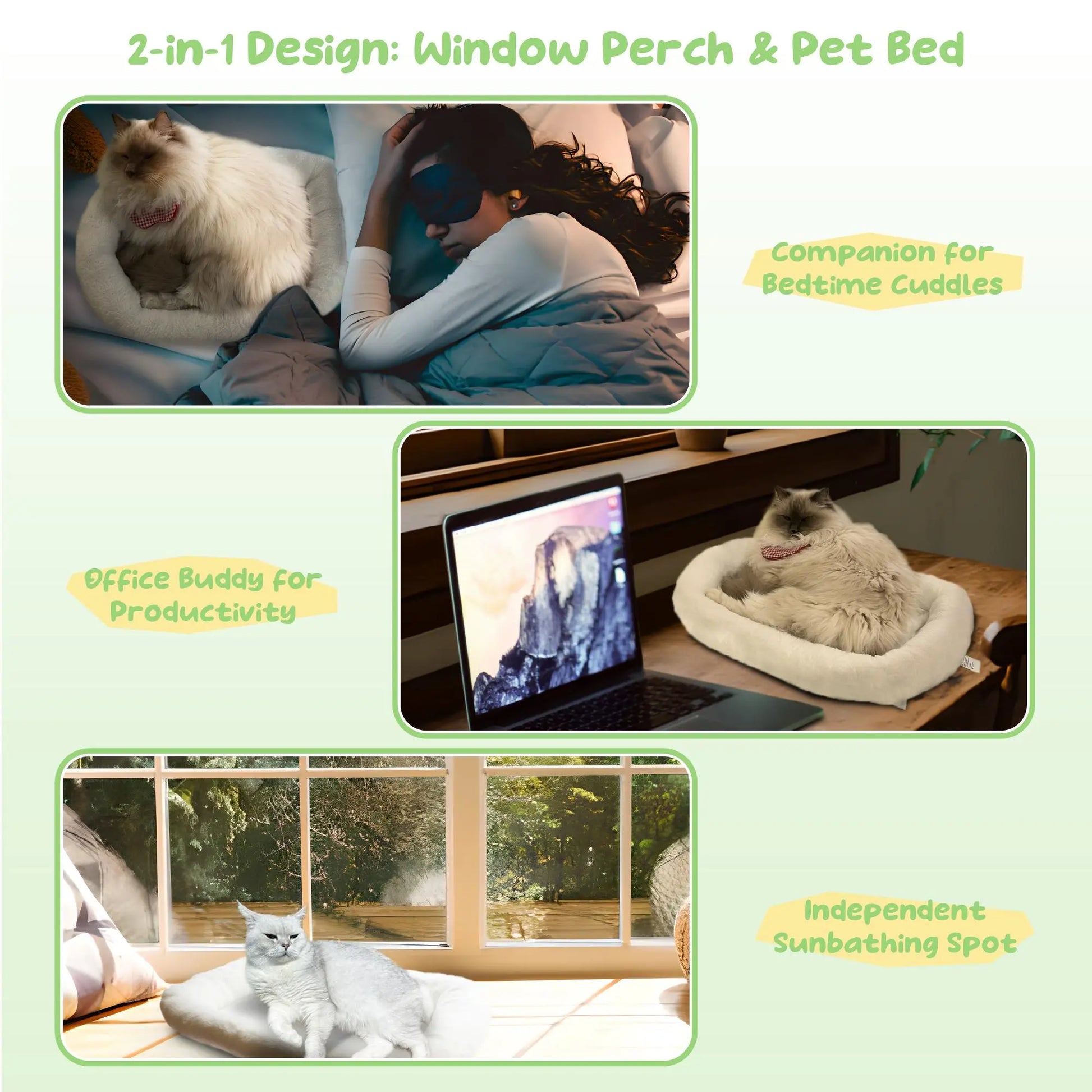 Folding Window Cat Hammock - Cordless, Machine Washable Bed with Sturdy Metal Frame and Strong Suction Cups for Cats and Small Dogs