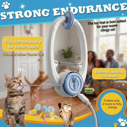 Interactive Electric Flying Bird Feather Wand Toy for Indoor Cats - Enrichment Toy for Kittens and Adult Cats - Light Blue