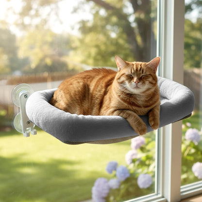 Folding Window Cat Hammock - Cordless, Machine Washable Bed with Sturdy Metal Frame and Strong Suction Cups for Cats and Small Dogs