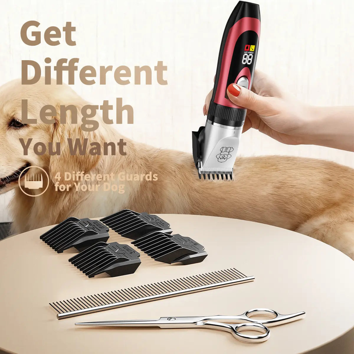 KALHELA Dog Clippers Low Noise LCD Digital Display Quiet Grooming Kit Rechargeable Cordless Pet Hair Clipper Trimmer Shaver for Small & Large Dogs Cats Animals Whisper-Quiet Ultra-Quiet Low Vibration Tech