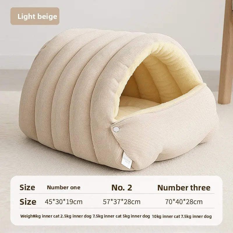 Winter Cat Nest Semi-Enclosed Warm Home Pet Nest Cozy Indoor Cat House with Ultra-Soft Plush Fabric & Superior Heat Retention for All Cat Sizes