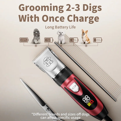 KALHELA Dog Clippers Low Noise LCD Digital Display Quiet Grooming Kit Rechargeable Cordless Pet Hair Clipper Trimmer Shaver for Small & Large Dogs Cats Animals Whisper-Quiet Ultra-Quiet Low Vibration Tech