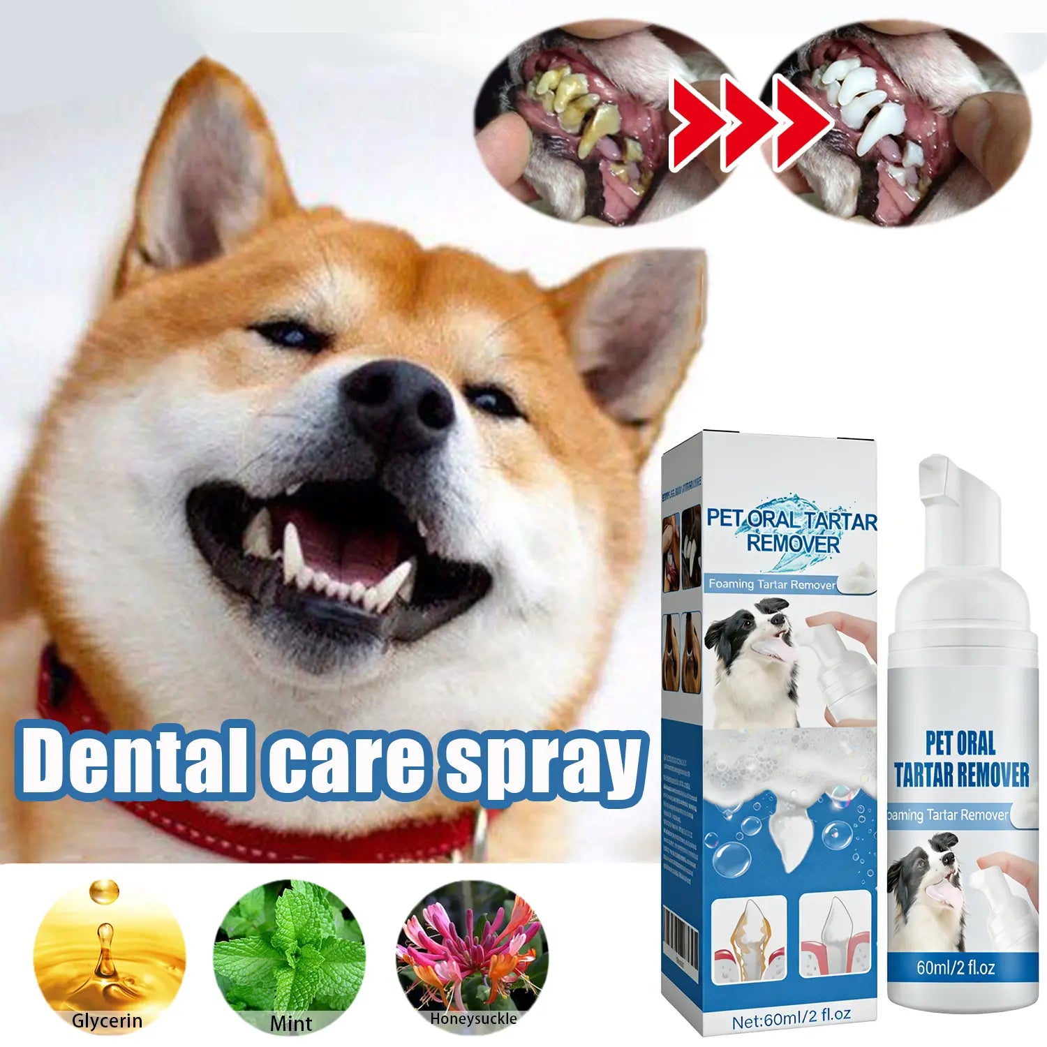 Truerelief Veterinary-Approved Dog Oral Care Spray for Breath Freshening and Plaque Softening, No-Brushing Solution for Tartar Reduction and Gum Health